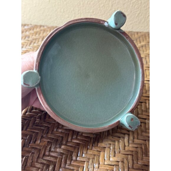 Vintage Celadon Porcelain Lotus Flower Incense Burner With Rabbit Design - Picture 5 of 6